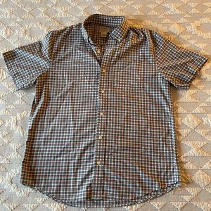 Llbean Mens Regular Fit Medium Button Down Short Sleeve Shirt Plaid